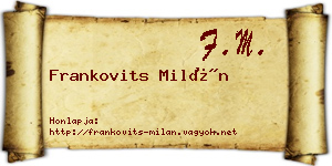 Frankovits Milán névjegykártya