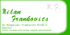 milan frankovits business card